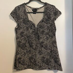 Style & Co. Black and White Paisley Blouse